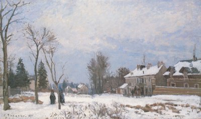 The Road to Versailles at Saint-Germain, Louveciennes, Snow Effect by Camille Jacob Pissarro